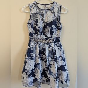 Macy's B. darlin A-line mini floral sleeveless dress